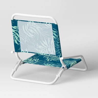 Recycled Fabric Outdoor Portable Beach Chair Palm Turquoise - Sun Squad&#8482;_0