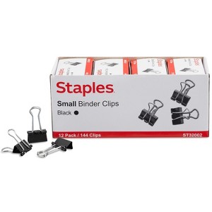 Staples Small Metal Binder Clips Bulk PK Black 3/4" Size with 3/8" Capacity 480114 - 1 of 4