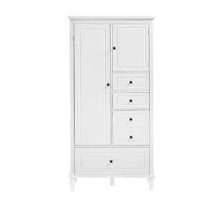 Cesicia Tall and Wide Storage Cabinet White with Four Drawers of Different Sizes, Adjustable Shelves - 1 of 4