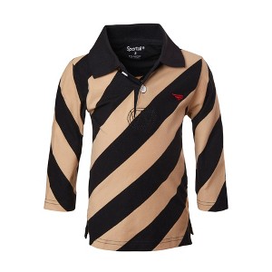 Sportoli Boys Cotton Striped Long Sleeve Polo Rugby Shirt - 1 of 3