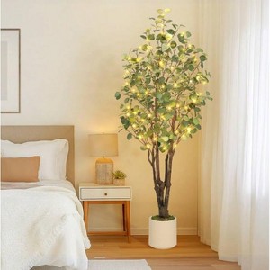 homfan Artificial Eucalyptus Tree, Tall Fake Artificial Plant with White Planter，Large Faux Floor Plant Artificial Trees for Home Decor Indoor - 1 of 4