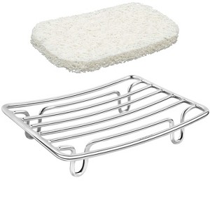 Aoibox Stainless Steel Soap Dish Holder with Self Draining Design and White Soap Saver Pad for Bathroom or Shower - 1 of 4