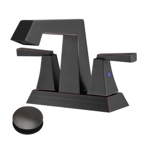 2-Handle Bathroom Sink Faucet, Oil Rubbed Bronze 4 Inches Centerset Vanity Faucet Bathroom Faucet with Pop Up Drain & Supply Lines, Lavatory Faucet - 1 of 4