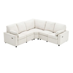 CLIHOME 89" Power Recliner Sectional Sofa Home Theater Reclining Sofa with Two USB Ports, Two Storage Drawers - 1 of 4