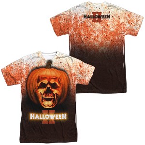 Men's Halloween Ii Pumpkin Skull (Front Back Print) Short Sleeve Costume T-Shirt - 1 of 4