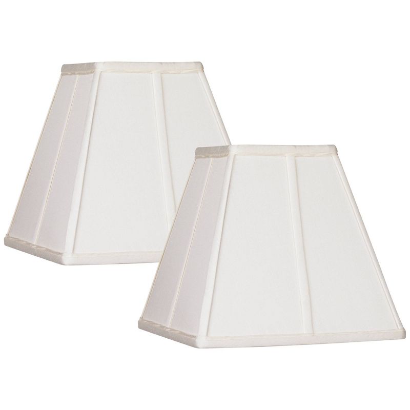 Springcrest Set of 2 Ivory Classic Small Square Lamp Shades 5.25" Top x 10" Bottom x 9" High (Spider) Replacement with Harp and Finial, 1 of 8