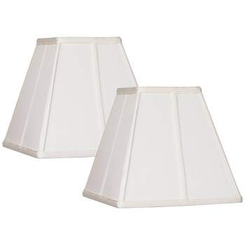 Springcrest Set of 2 Ivory Classic Small Square Lamp Shades 5.25" Top x 10" Bottom x 9" High (Spider) Replacement with Harp and Finial