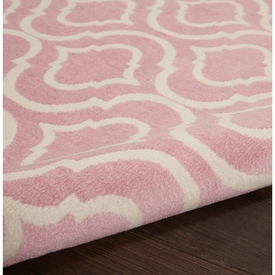 Moroccan Trellis Pink Viscose 8' x 10' Easy-Care Area Rug
