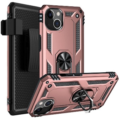SaharaCase Kickstand with Belt Clip Case for Apple iPhone 13 and iPhone 14 Rose Gold (CP00132)