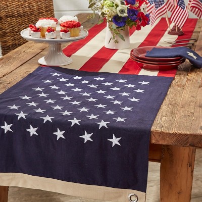 Patriotic Red, White, and Blue Cotton Table Runner