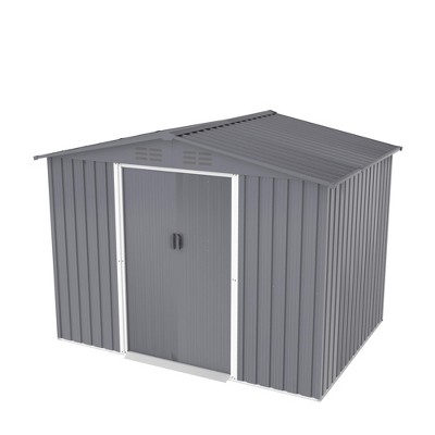 NicBex 8x6 Ft Outdoor Metal Storage Shed with Lockable Sliding Doors and Air Vent for Backyard Garden,Patio,Gray
