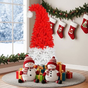 Hyleory 6FT Red Bend Top Santa Hat Style Christmas Tree with 1050 Lush Branch Tips - 1 of 4