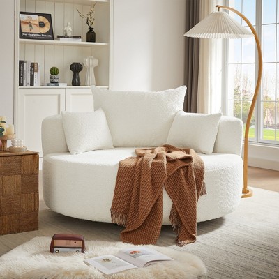 Whisen 360° Swivel Barrel Chair with Removable Pillows