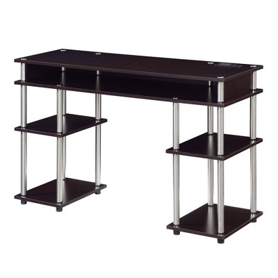 Designs2Go No Tools Student Desk with Charging Station and Shelves Espresso - Breighton Home