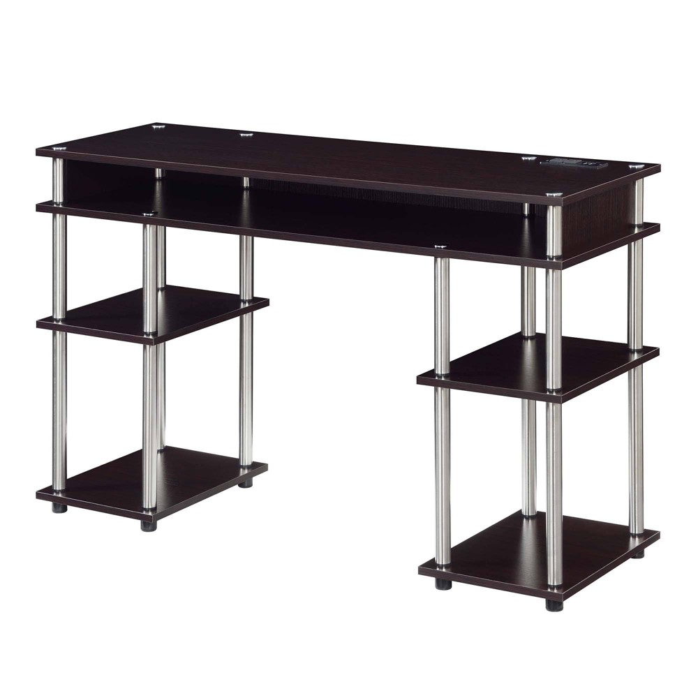 Photos - Office Desk Designs2Go No Tools Student Desk with Charging Station and Shelves Espress