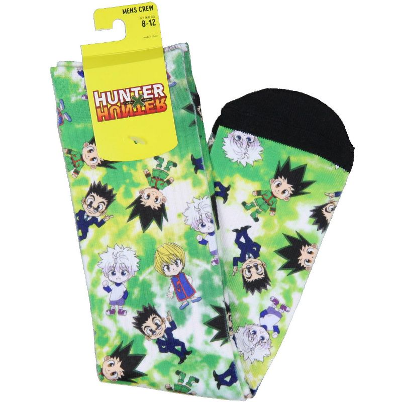 Hunter X Hunter Anime Mens' Chibi Characters Sublimated Adult Crew Socks 1 Pair Green, 4 of 5