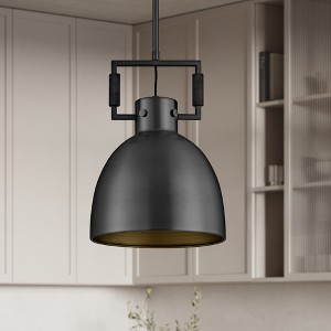 1 - Light Industrial Pendant Light with Brass Dome Lampshade for Kitchen Island(Bulb Included) - 1 of 4