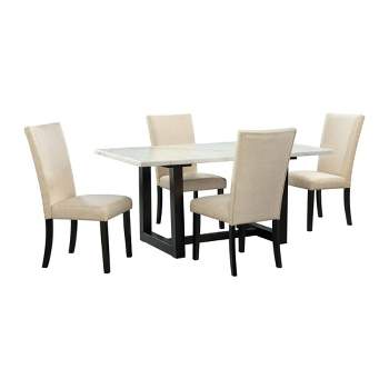 5pc Florentina Standard Dining Table Set with 4 Chairs Marble/White - Picket House Furnishings
