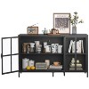 Metal Sideboard Cabinet, Accent Storage Cabinet with doors, Modern Coffee Bar Cabinet with Adjustable Shelves 200lbs Capacity for Kitchen-The Pop Home - 2 of 4