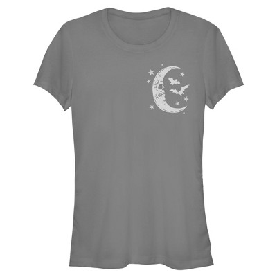 Lost Gods Womens Fall Halloween Moon Stars and Bats Short Sleeve T ...