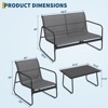 4 Pieces Patio Furniture Set for Outdoor with Loveseat and 2 Textilene Fabric Chairs a Glass Coffee Table - 2 of 4