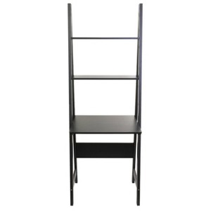 Kiera Grace 71" x 25" Three-Tier Providence Hart Floor Shelf and Desk Black Modern Ladder Desk, MDF Composite, Open Storage - 1 of 4