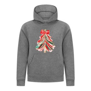 Everyday Kids Christmas Collection Red & Gold Painted Tree Girls Pullover Hoodie – Holiday Sweatshirt - 1 of 4