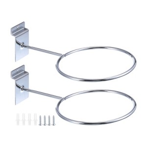 Unique Bargains Universal Rust-Proof Wall-mounted Durable Helmet Jacket Basketball Holder Silver Tone 2 Pcs - 1 of 3