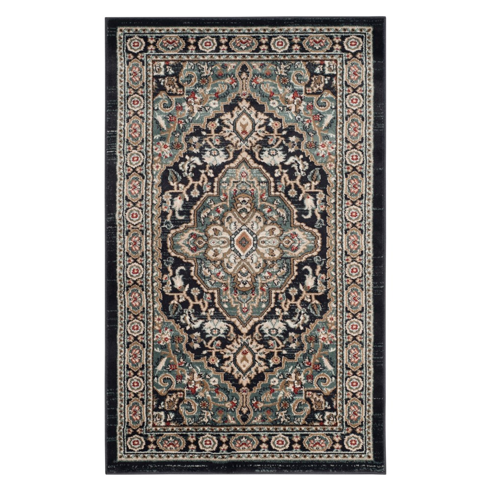 4'x6' Medallion Loomed Area Rug Anthracite/Teal - Safavieh