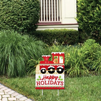 Big Dot of Happiness Christmas Train - Outdoor Lawn Sign - Holiday Party Yard Sign - 1 Piece