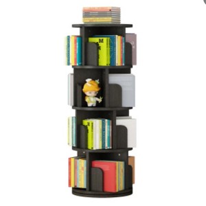 4-Tier Rotating Bookshelf,Wood Grain Particleboard Bookcase for Home Office - Space-Saving Storage - 1 of 2