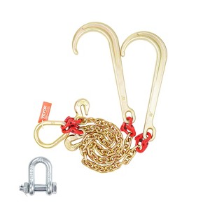 VEVOR G80 V Bridle Chain, 5/16" x 2' Towing Chain Bridle with 15" J Hooks and Grab Hooks, Heavy Duty Transport Tow Chain Bridle, Gold - 1 of 4
