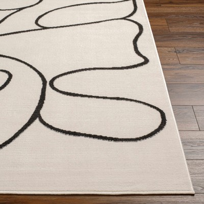 Eilir 5' x 7' Gray and Black Abstract Polypropylene Rug