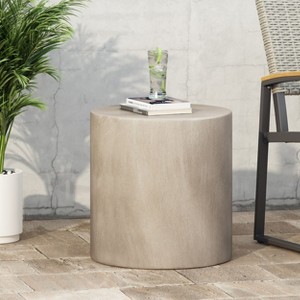 NicBex LightWeight Concrete Outdoor Side Table, Modern Geometric Indoor End Tables,  Garden Stools Accent Table for Yard Patio, Gray - 1 of 4