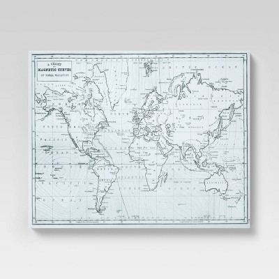 24" x 30" Hand Drawn World Map Unframed Canvas - Threshold™