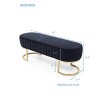 Zeus & Ruta 48" Modern Velvet Oval Upholstered Ottoman with Golden Metal Legs - 3 of 4