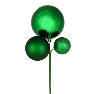 Vickerman 18" Ball Ornament Christmas Pick, 3 per Bag