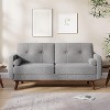 65" Mid Century Modern Loveseat Sofa for Small Spaces, 2 Seater Upholstered Couch with Button Tufted Design & Wood Legs, Grey - 4 of 4