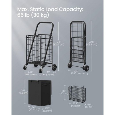 Foldable Black Alloy Steel Utility Cart with Swivel Wheels
