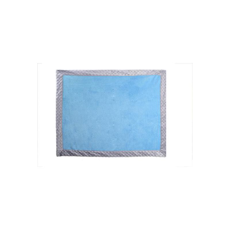 Bacati - Solid Baby Blue with Solid Border Blanket (Baby Blue/Grey Border), 2 of 5