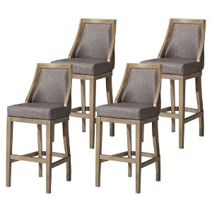 Maven Lane Vienna Rotating High Back Kitchen Stool with Vegan Leather Seat, Set of 4 - 1 of 4