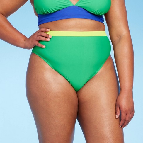 Women's Scoop Front Low-rise High Leg Cheeky Bikini Bottom - Wild Fable™  Green Xl : Target