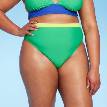 Women's Medium Coverage High Waist High Leg Bikini Bottom - Wild Fable™ Green