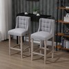Vatros Modern Bar Stools, Tufted Upholstered Barstools, Pub Chairs with Back, Rubber Wood Legs for Kitchen, Dinning Room, Set of 2 - 3 of 4