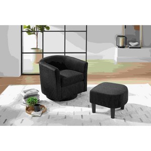 Racxily 360° Swivel Accent Chair withCorduroy Skin-Friendly Sturdy, Modern Elegant Comfy Chair for Living Room Bedroom Study, Rubber Wood Frame - 1 of 4