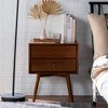Gulches Walnut Nightstand - Mid-Century Modern Double-Drawer Storage Table - 2 of 4