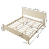 King Size Wood Platform Bed with Headboard and Wooden Slat Support - 4 of 4