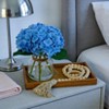 Hydrangea Artificial Flowers in Vase, Real Touch Faux Hydrangea with Faux Water for Home Office Wedding Decor Blue. - 3 of 4