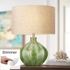 360 Lighting Mid Century Modern Accent Table Lamp with Dimmer 20 1/2" High Green Ribbed Ceramic Oatmeal Drum Shade for Bedroom Living Room - 2 of 4