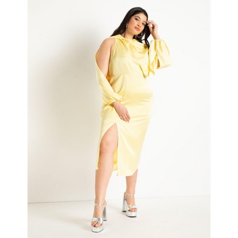 Eloquii Women’s Plus Size Overlay Sleeve Satin Dress : Target